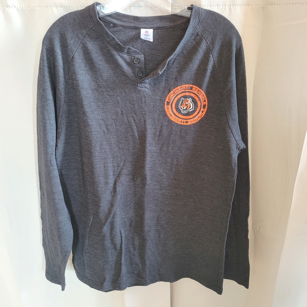 NFL Cincinnati Bengals Mens Henley Sleepwear Medium Waffle Knit Loungewear 21593